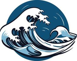 Stylized illustration of a powerful ocean wave, perfect for branding, design, or print projects vector