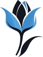 Blue Tulip with Black Stem Illustration vector