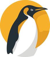 Penguin Silhouette Against a Yellow Circle vector