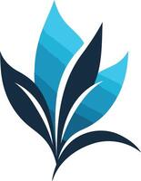 Abstract logo design featuring a stylized blue and dark blue leaf motif vector