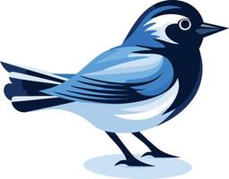 A cute and stylized bluebird with white accents, perched on a white background vector