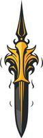 A bold and stylized dagger, featuring a sharp blade and intricate golden accents vector