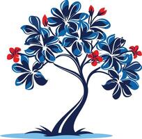 Stylized Tree with Red Flowers vector