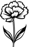 Simple black and white illustration of a single carnation flower, perfect for adding a touch of elegance to your designs vector