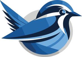 A stylized blue bird logo with a circular background vector