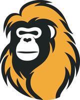A simple and bold illustration of a monkey's head with a yellow, shaggy mane, perfect for logo design, branding, or social media vector