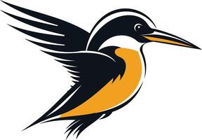 Dynamic and stylized logo featuring a kingfisher in flight, perfect for nature-inspired brands vector
