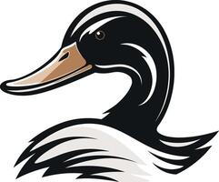 A fierce and stylized duck head logo, perfect for sports teams, outdoor businesses, and branding projects that need a strong and unique image vector
