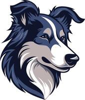 A bold and stylized illustration of a border collie head, perfect for branding, logos, and pet-related designs vector