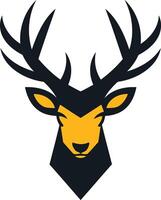A stylized, minimalist illustration of a deer head with large antlers vector
