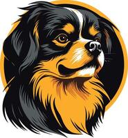 A stylized illustration of a cavalier king charles spaniel, captured in a dynamic pose with a playful expression vector