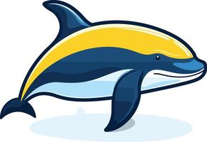 Cartoon Dolphin with Yellow Stripe vector