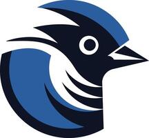 A stylized blue jay logo, perfect for businesses seeking a unique and memorable brand identity vector
