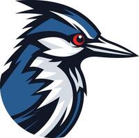 Bold and dynamic, this blue and white kingfisher logo design is perfect for a sports team, business, or brand looking to make a statement vector