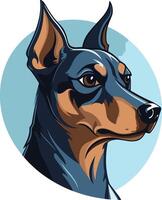 A stylized illustration of a doberman pinscher, capturing its alert and intelligent expression vector