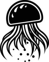 A simple yet striking black and white illustration of a jellyfish, perfect for creating eye-catching designs and logos vector