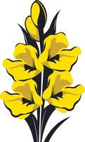 A stylized illustration of yellow flowers with dark green stems, perfect for design projects, branding, and website graphics vector