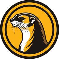 A bold and striking logo featuring a stylized weasel's head in a circular frame vector