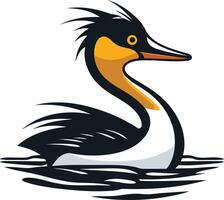 Great Crested Grebe Floating on Water vector