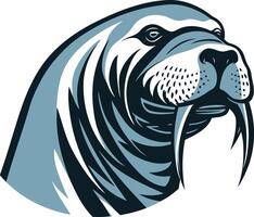 A powerful and detailed illustration of a walrus head, perfect for branding, logos, and animal-themed designs vector