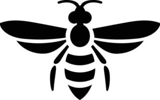 Simple black and white bee silhouette design, perfect for branding, logos, and design projects vector