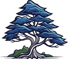 A stylized illustration of a blue bonsai tree, perfect for adding a touch of nature to your design projects vector