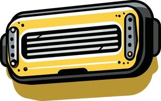 A cartoon-style illustration of a yellow portable speaker vector