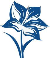 Elegant blue lily flower silhouette, perfect for branding, design projects, and adding a touch of natural beauty to your work vector