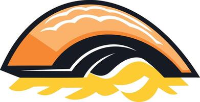Abstract logo design with a vibrant orange and black color scheme, incorporating a wave-like shape vector