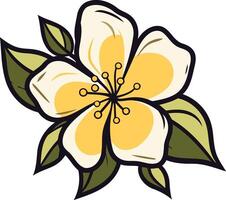 A vibrant yellow flower with white petals and green leaves, perfect for adding a touch of nature to your design vector