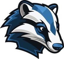 Bold and dynamic badger mascot logo design in blue and white color scheme vector