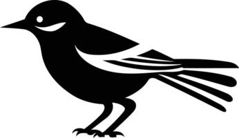 A simple yet striking black and white silhouette of a bird, perfect for logos, icons, and branding vector