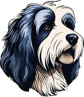 A detailed illustration of a bearded collie, capturing its playful and friendly expression vector