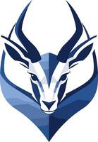 Abstract logo of an antelope with a blue and white color scheme vector