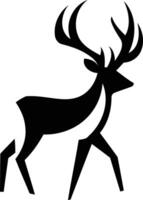 A simple and elegant black and white silhouette of a deer with large antlers vector