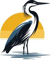 Heron Silhouette Against the Setting Sun vector