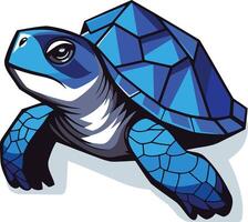 A bold and vibrant blue turtle illustration with a geometric shell design vector
