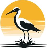 Silhouette of a Bird in Sunset vector