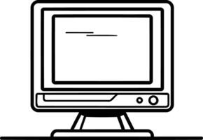 Simple black and white line drawing of a vintage computer monitor vector