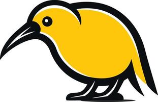 A stylized, minimalist logo of a yellow bird with a long beak, perfect for branding, design, or illustration purposes vector
