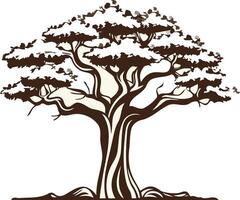 Silhouette of a Tree with a Twisted Trunk vector