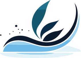 Abstract logo design with stylized wave and leaf elements, perfect for businesses related to water, nature, and eco-friendly products vector