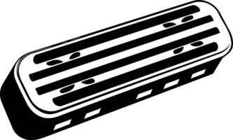 A black and white element illustration of a rectangular vent or air grill, perfect for designs and illustrations related to hvac, industrial design, and architecture vector