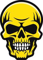 A bold yellow skull with a menacing grin, perfect for creating edgy and powerful visuals vector