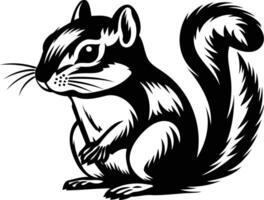 A bold black and white illustration of a cute chipmunk, perfect for adding a touch of nature to your designs vector