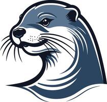 A bold, stylized illustration of an otter's head, perfect for branding, mascot designs, or sporting team logos vector