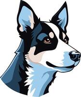 A friendly cartoon dog with blue and black fur, perfect for use in logos, branding, or pet-related designs vector