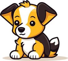 Cute cartoon puppy sitting with a happy expression vector