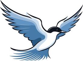 A stylized blue bird in flight, perfect for logo design, branding, and inspirational projects vector