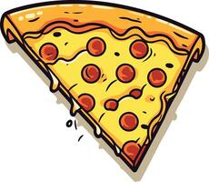 Delicious cartoon pizza slice with pepperoni and cheese, perfect for menus, social media, and food packaging vector